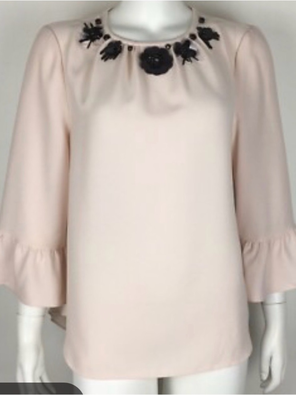 kate spade Blush Pink Embellished Ruffle-Sleeve Blouse